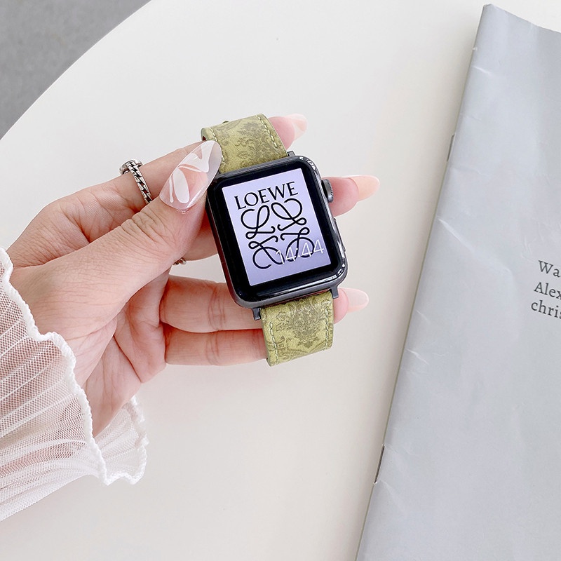 Dây Da Sang Trọng Thay Thế Cho Đồng Hồ Apple Watch Series 7 41mm 45mm 6 SE 5 4 3 38mm 42mm 40mm 44mm