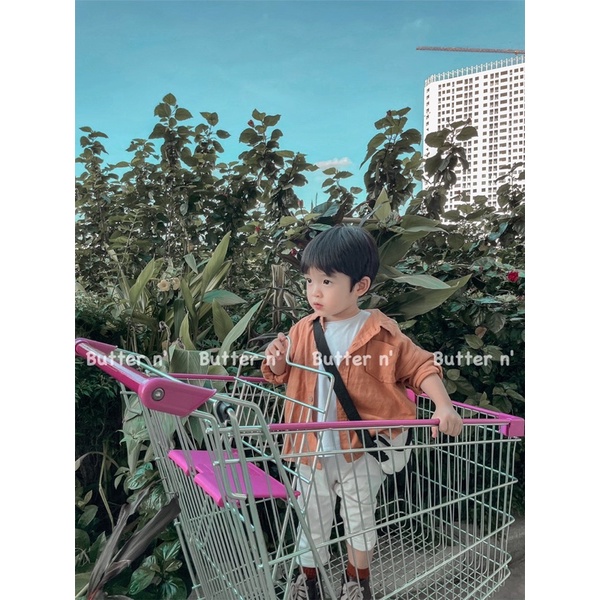 Sơ Mi Trơn Màu Cam Đất Cho Bé