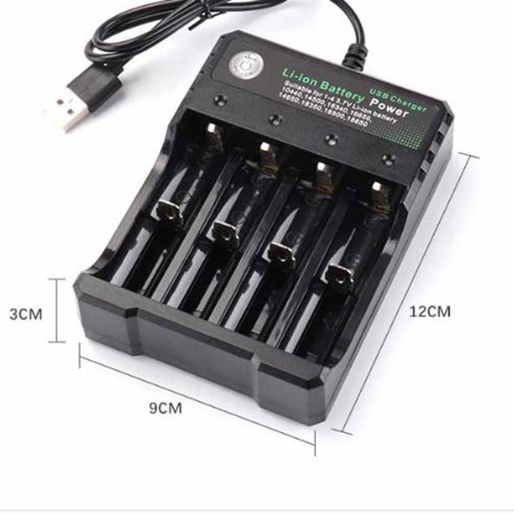 Hộp Sạc Pin Lithium-Ion 4 Ngăn Màu Đen Chống Mài Mòn Có Thể Sạc Lại