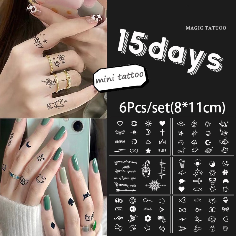 Set 6 Hình Xăm Dán Tạm Thời Chống Nước Lâu Trôi 2 Tuần