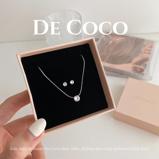 Bộ trang sức khuyên tai và vòng cổ De Coco Harley mặt hạt đính đá