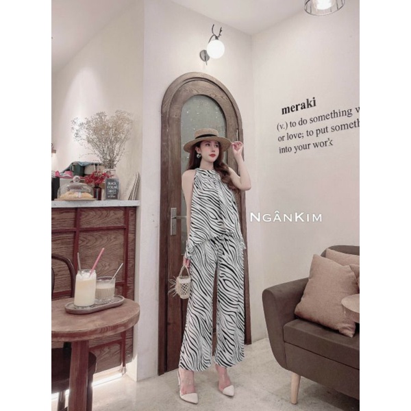 Bộ yếm vằn đen lụa mango