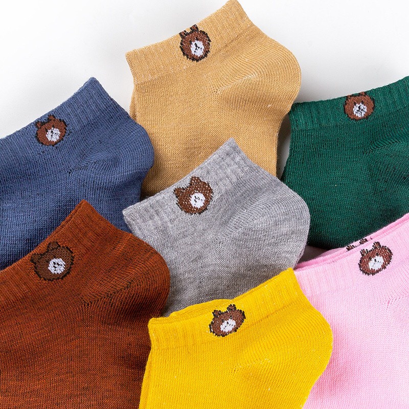 Combo 10 đôi tất gấu Brown cổ ngắn nhiều màu không chọn màu