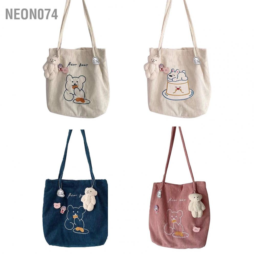 Neon074 Neon074 Túi tote vải nhung đeo vai thường mua sắm dễ thương hàng ngày cho nữ cô gái