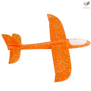 BEAR-Hand Throwing Foam Airplane Aeroplane Glider with Head LED Lights Toys Gift for Kids Beginners