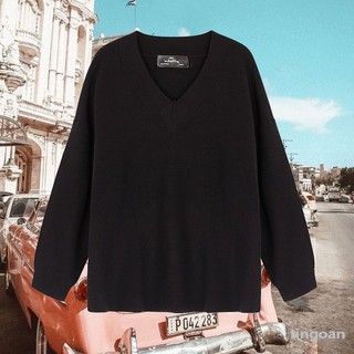 [Mã BMLT35 giảm đến 35K đơn 99K] Áo len cổ V đen PRETTY THING SWEATER/BL FREESIZE