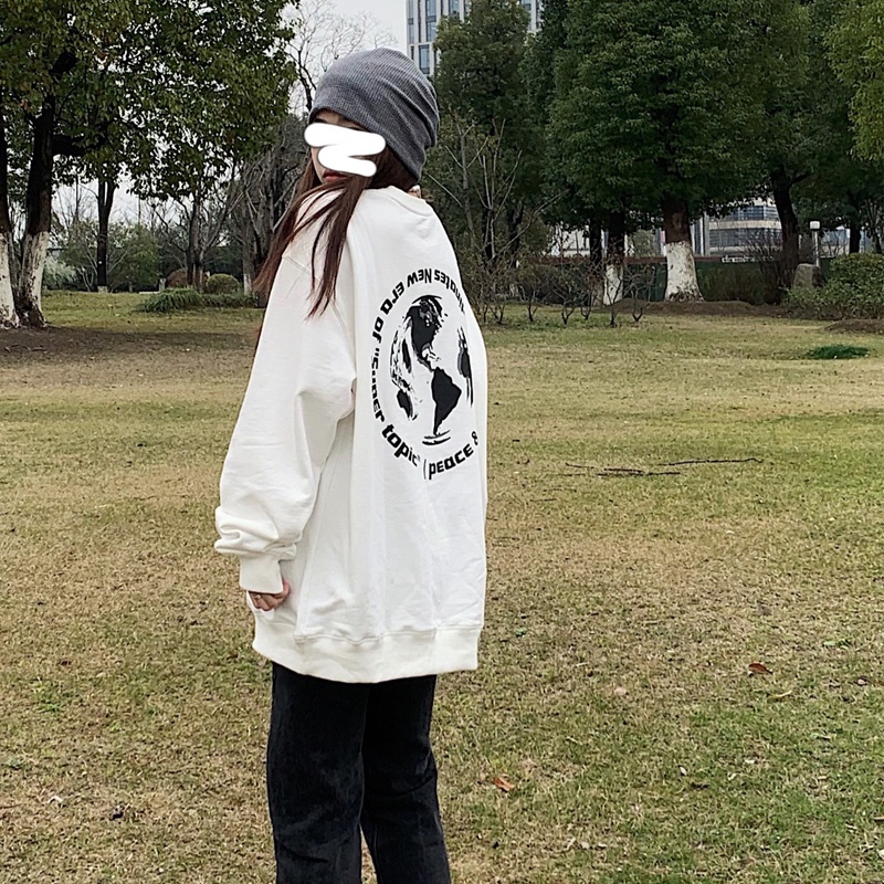 NRVP Áo Hoodie Dáng Rộng Thời Trang Hàn Quốc Đơn Giản Cá Tính Cho Nữ