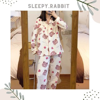 Pijama dài tay chất Kate mềm mại, bộ ngủ dài tay, bộ đồ thu đông mặc nhà chất đẹp - DK1