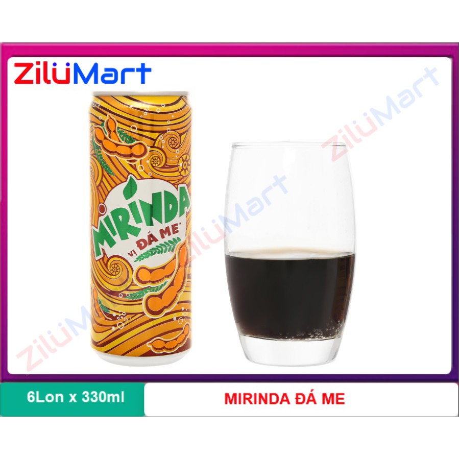 Lốc 6 lon nước ngọt Mirinda đá me hương vị lạ cảm giác sảng khoái giải nhiệt 6lon x 330ml