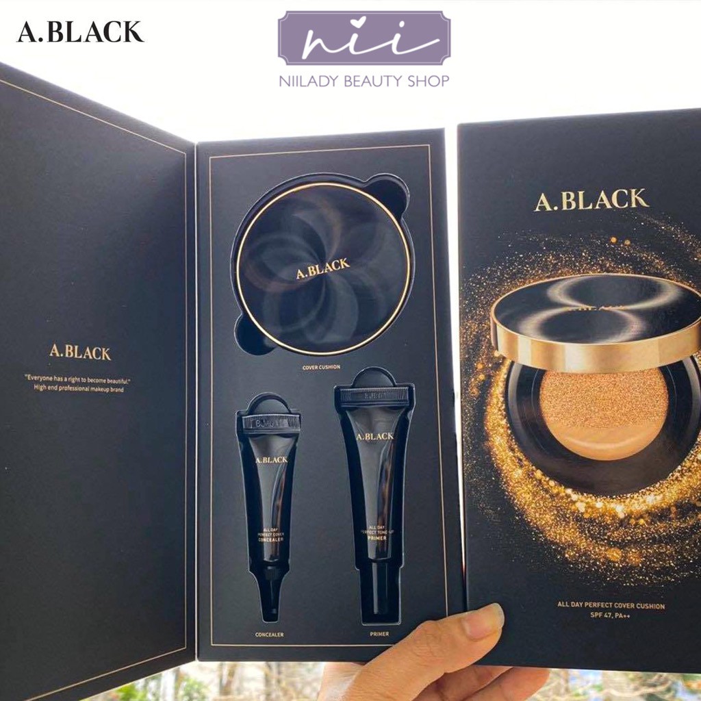 Phấn nước A.BLACK All Day Perfect Cover Cushion Set