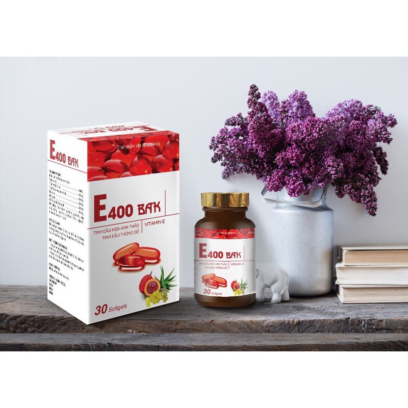 Vitamin E400 bak (tinh dầu hoa anh thảo, tinh dầu thông đỏ, vitamin e - tăng cường chống oxy hoá, lão hoá da, làm đẹp da