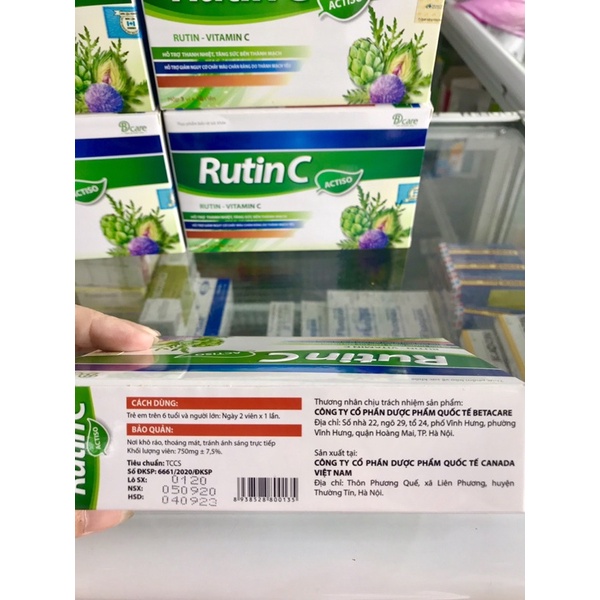 VIÊN RUTIN -C ACTISO - HỖ TRỢ THANH NHIỆT, TĂNG SỨC BỀN THÀNH MẠCH VÀ GIẢM CHẢY MÁU CHÂN RĂNG