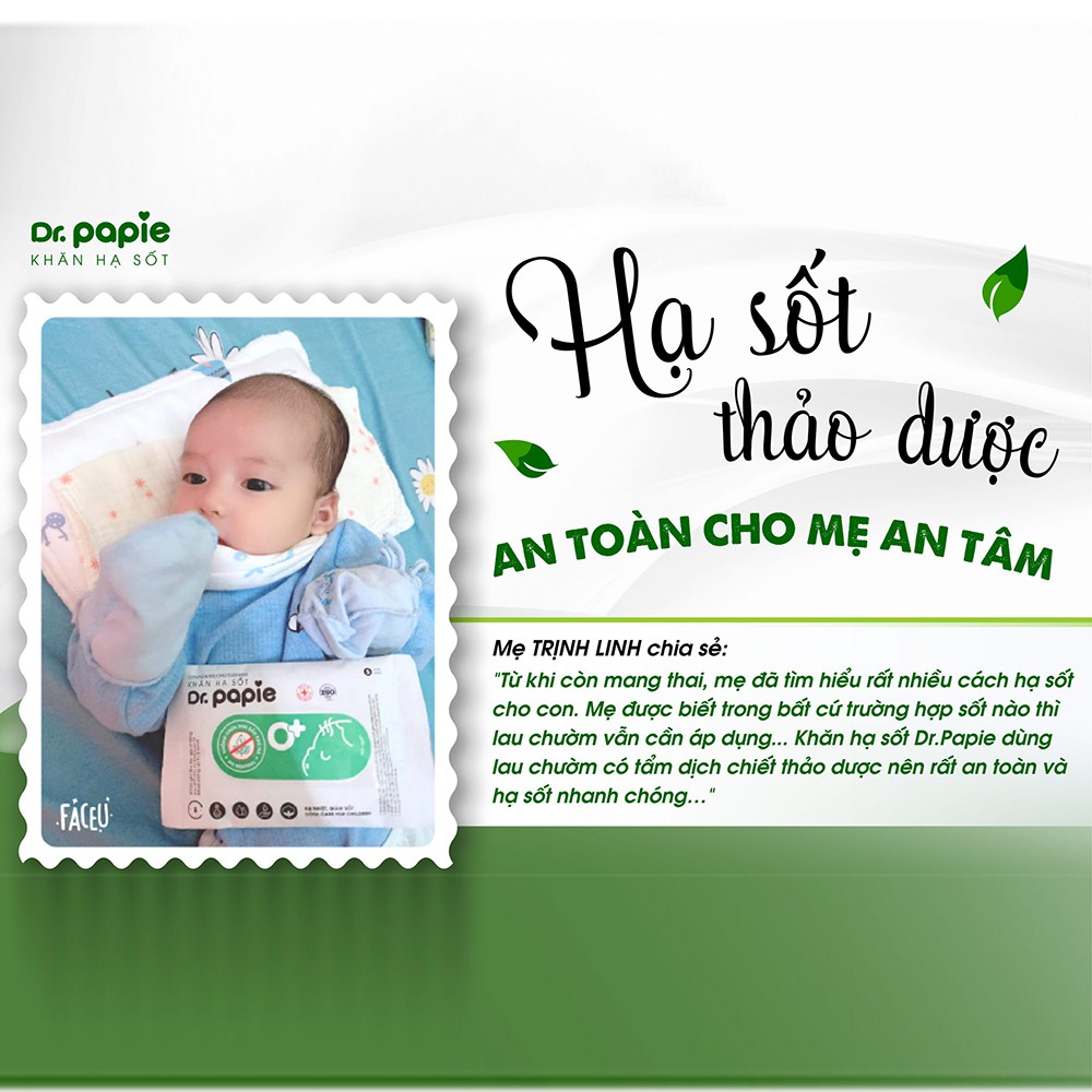 [CHÍNH HÃNG] Khăn lau hạ sốt Dr Papie 3m - Hộp 25 tờ