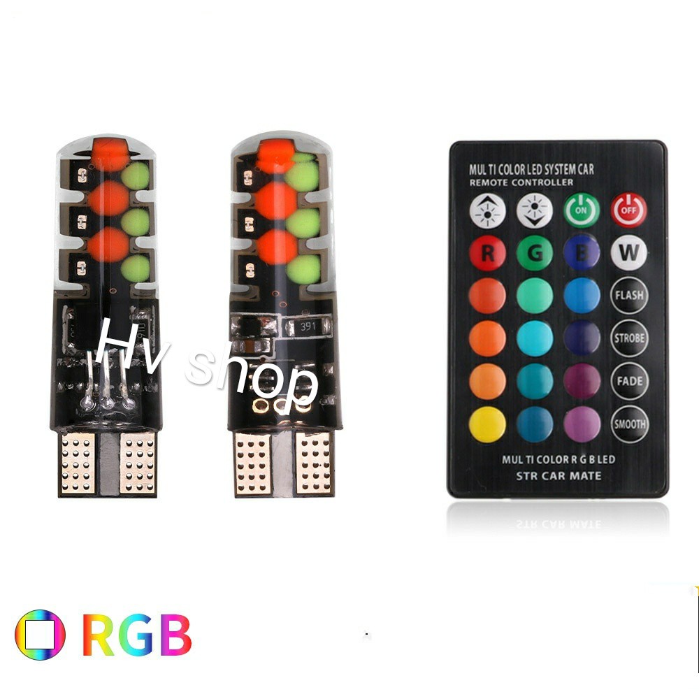 Led xe may Led xinhan demi  T10 16 màu có remote cho xe máy HV shop mẫu mới ( giá 1 cặp+ remote )