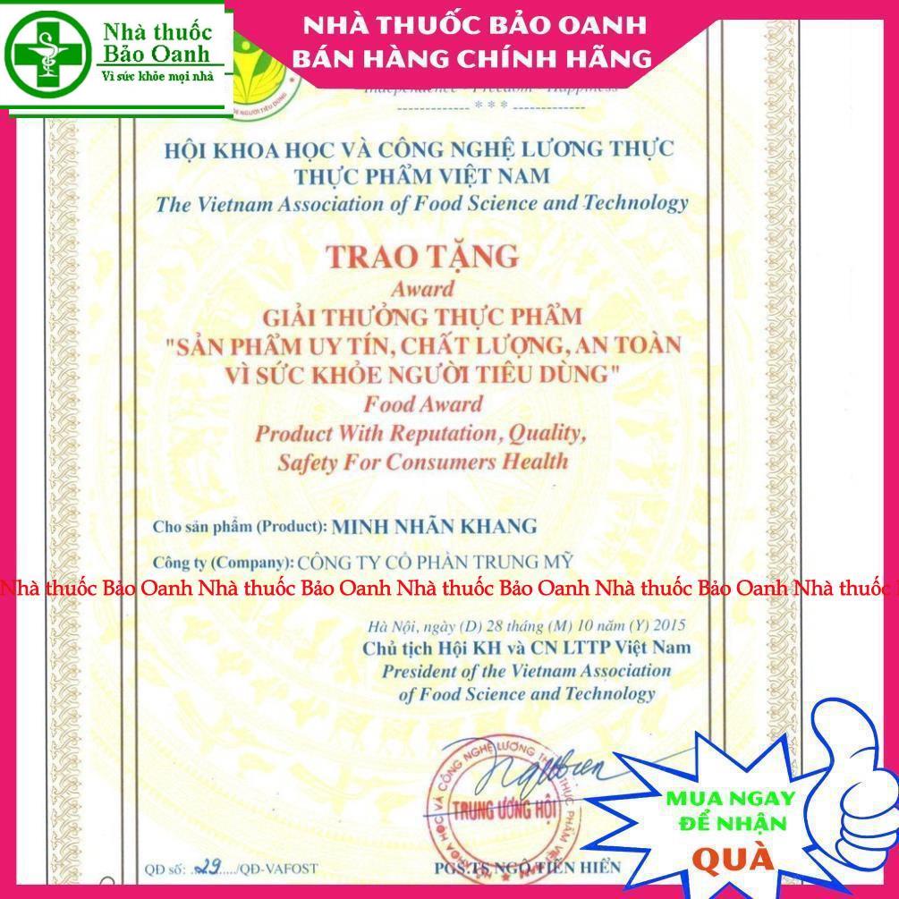 Minh Nhãn Khang 180 viên- Á Âu - bổ mắt, hỗ trợ giúp tăng cường thị lực, giảm đục thủy tinh thể