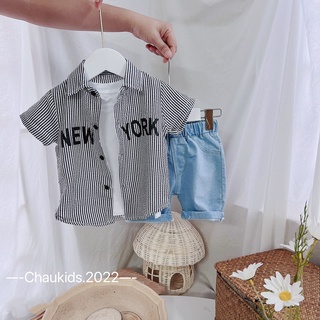 Set 3ct áo kẻ new york bé trai