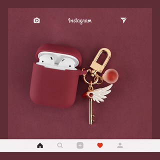 Vỏ bọc bảo vệ hộp đựng tai nghe AirPods 1/2 chống rơi vỡ gắn móc khóa hình chiếc gậy Card Captor Sakura 3d đáng yêu