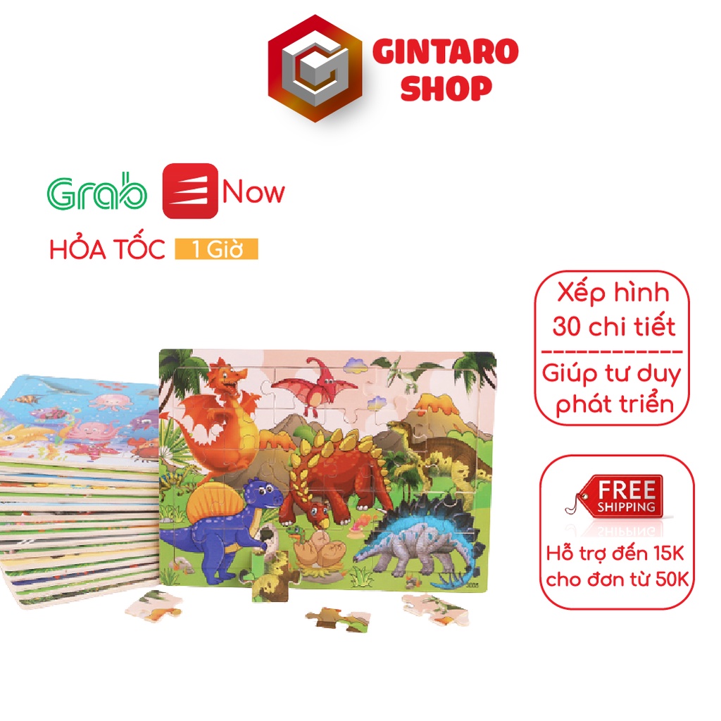 Bộ xếp hình 30 miếng cho bé , Puzzle xếp hình giúp bé phát triển tư duy và tính kiên trì từ nhỏ GINTARO SHOP