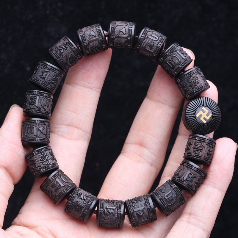 Vòng Tay Chuỗi Hạt Gỗ Mun 12Mm X 12Mm