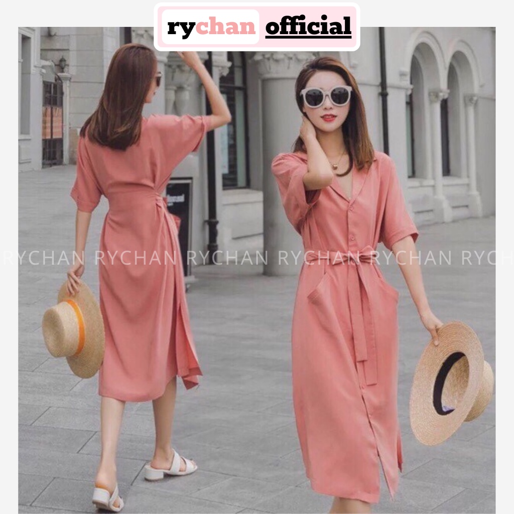 [ẢNH THẬT CUỐI] DS542 - Đầm Suông Sơ Mi Hồng 2 Túi