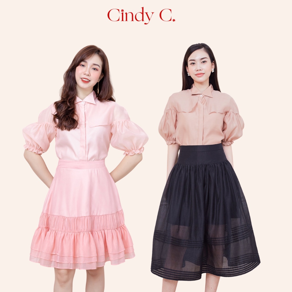 Áo sơ mi Donna CINDY C chất liệu Organza tiểu thư bánh bèo 517