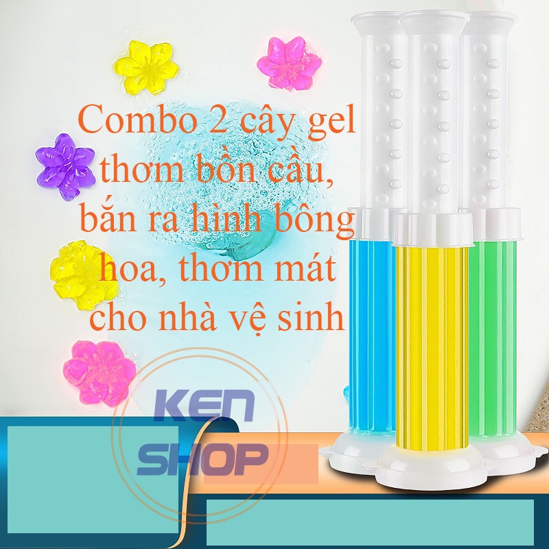 Combo 2 cây Gel thơm bồn cầu tạo hình bông hoa , khử mùi, với 6 mùi hương cho toilet