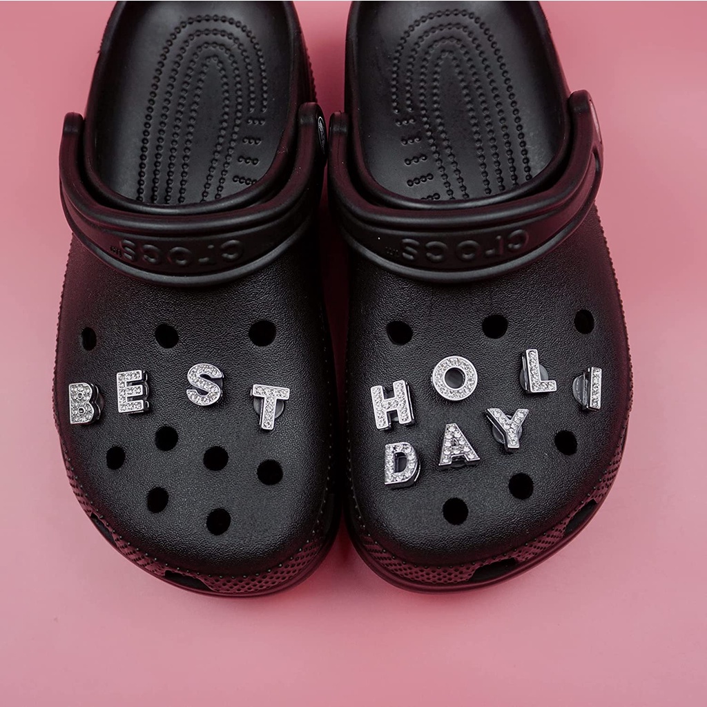 Đồ trang trí hình chữ cái/ số bằng hợp kim xinh xắn cho giày Crocs