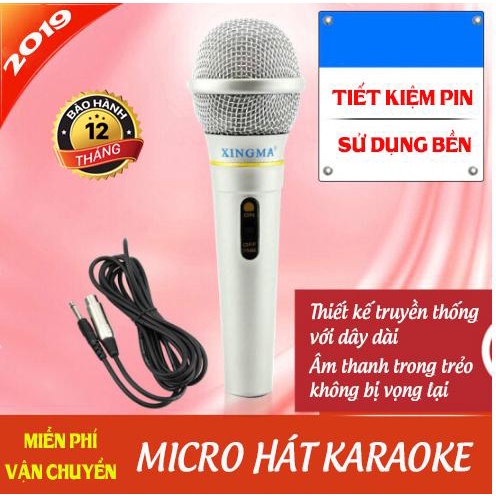 Mirco có dây XINGMA AK-319 cao cấp, Giắc cắm 6.5mm thông dụng, tương thích với mọi loại dàn karaoke