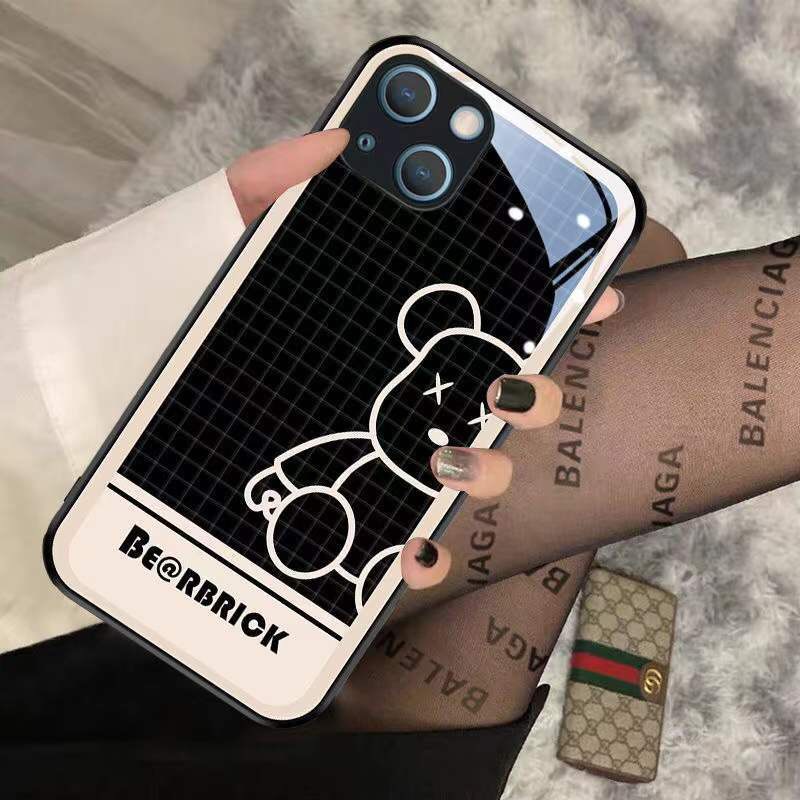 Ốp iphone Gấu Bearbrick ô vuông cho iphone 13 12 pro max mini 11 14 pro max plus x r xs max 7 8 plus 6 s plus se 2020