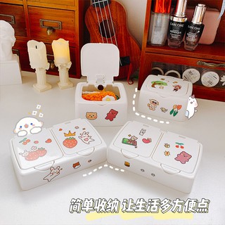 Hộp Đựng Sticker Washi Tape, Phụ Kiện Trang Sức Có Nắp Ấn Màu Trắng Siêu Tiện Lợi Dễ Thương, 2 Size