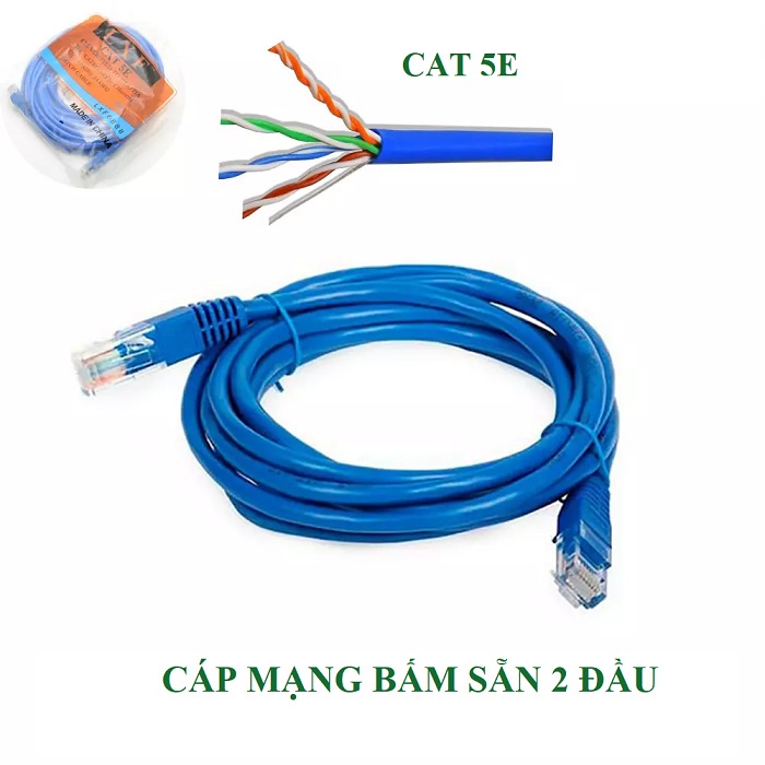 Dây cáp mạng Internet Cat5e bấm sẵn 2 đầu RJ45 1.5m, 3m , 5m , 10m , 15m, 20m , 25m, 30m