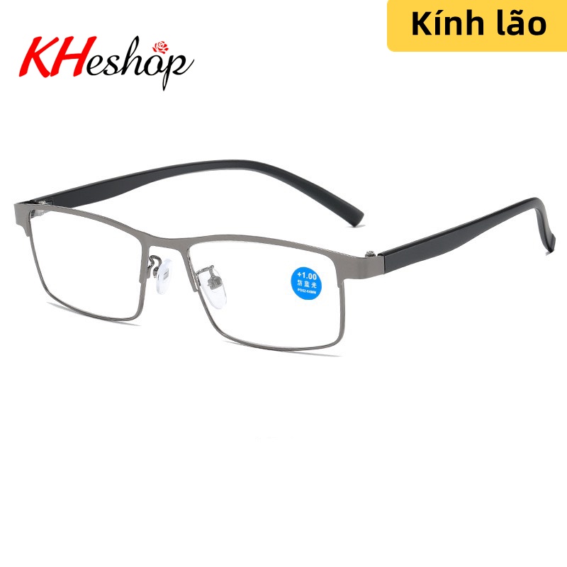 Kính viễn thị gọng vuông kim loại TR90 chống ánh sáng xanh, , tròng chất liệu nhựa thông mã Y8049