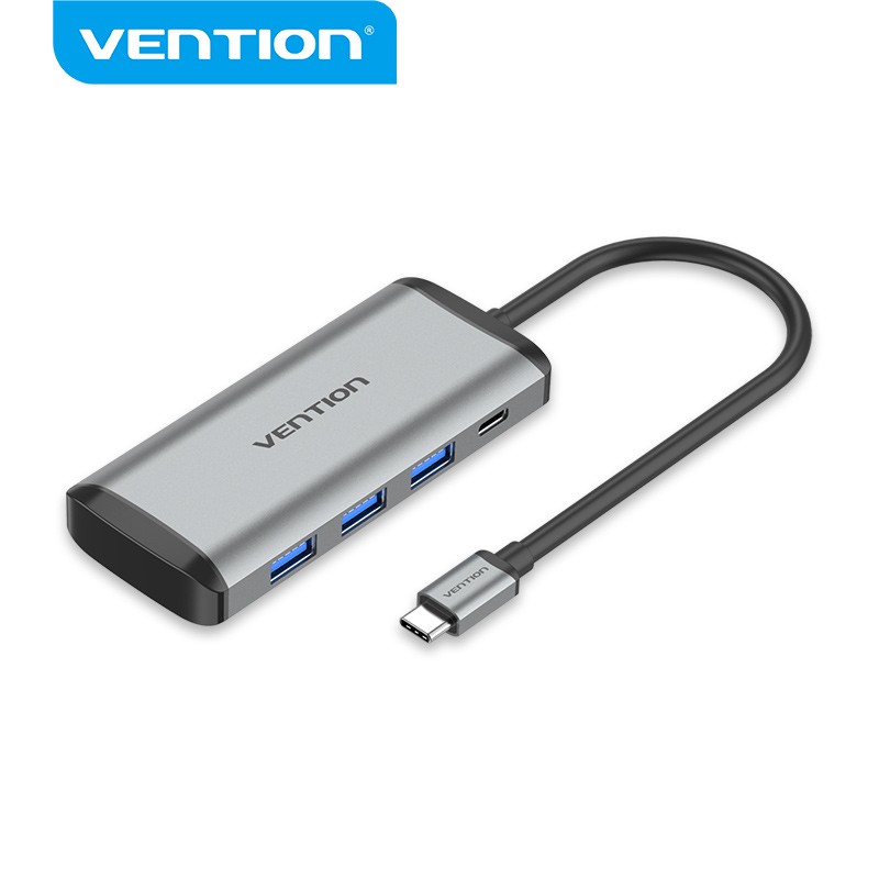 Hub USB C Vention chuyển đổi Type C sang TF/SD/USB 3.0/PD 87W 6 cổng 5Gbps cho Laptop PC 6 trong 1