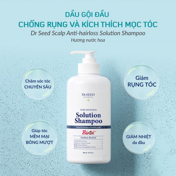 Dầu Gội Giảm Rụng Và Kích Thích Mọc Tóc DR.SEED Scalp Anti-hairl Solution Shampoo Thơm Mát Hương Nước Hoa 500ml