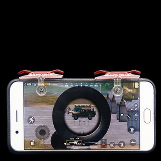 Bộ 2 nút bấm chơi game bắn súng PUBG, ROS Dòng G9 cam ứng nút thép đỏ trên điện thoại Cha 4