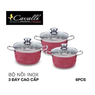 Bộ nồi inox 3 đáy cao cấp chính hãng cavalli