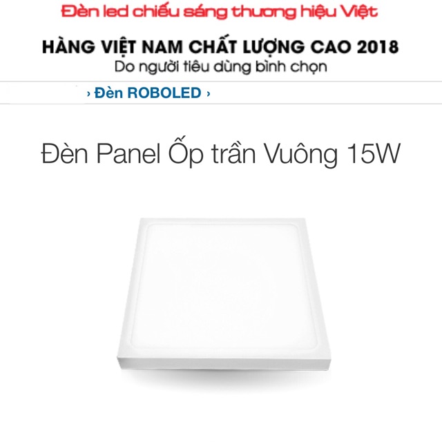 Đèn ốp trần vuông 15W Roboled-Vinaled 15W PL-S15M(ánh sáng Trắng, vàng, trắng ấm)