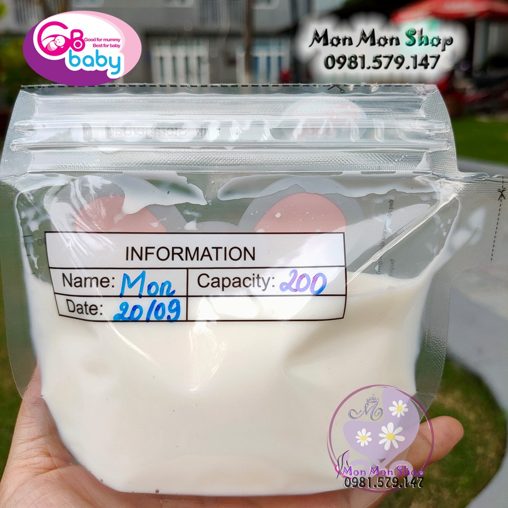 (Mẫu mới) Túi trữ sữa GB Baby 200ml có vòi rót hình bé chuột đáng yêu (32 túi/hộp)