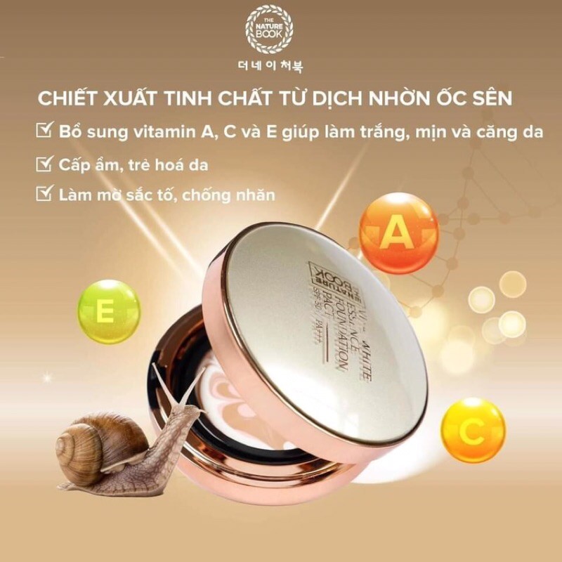 Phấn Tươi The nature Book 2 Lõi Có serum dưỡng da Dưỡng ẩm Kiềm Dầu chống Nắng 30g Cho Mọi loại da