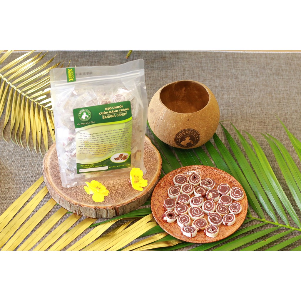 Kẹo chuối cuộn bánh tráng Cocofarm bịch 500g