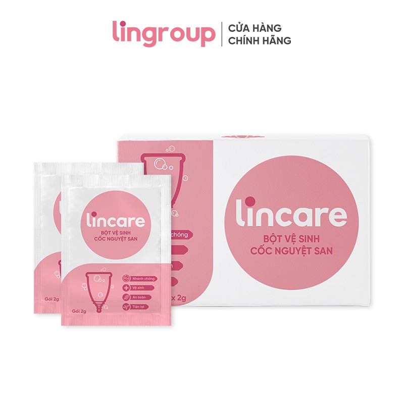 Bột tiệt trùng cốc nguyệt san Lincare (Hộp 12 gói x 2g)