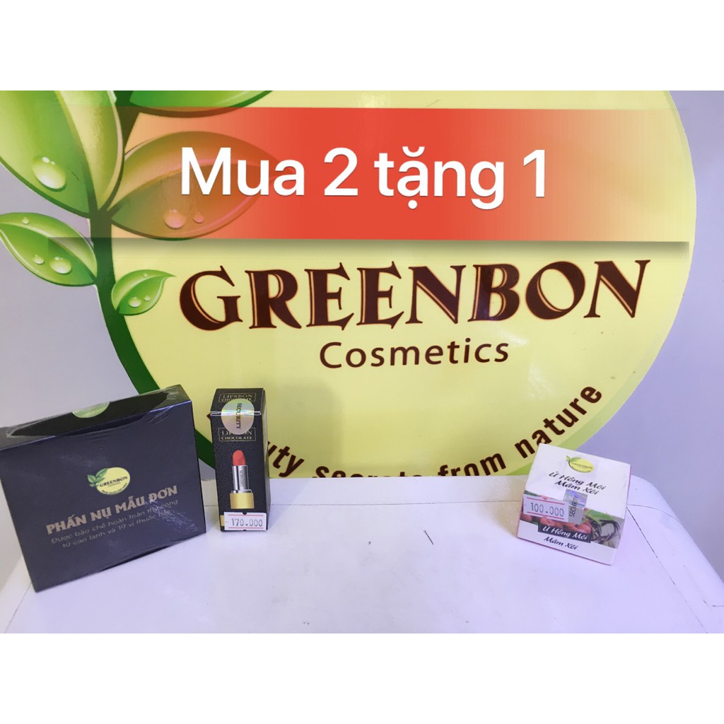 [Mua 2 tặng 1] Combo son thỏi phấn nụ GREENBON
