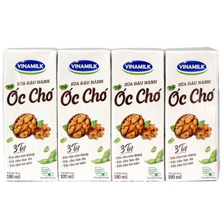 SỮA ĐẬU NÀNH VINAMILK HẠT ÓC CHÓ / HẠNH NHÂN / ĐẬU ĐỎ- LỐC 4 HỘP X 180ML