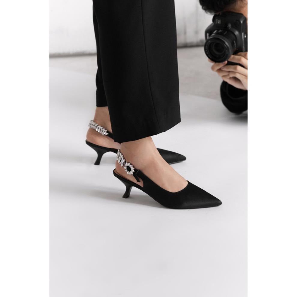 Giày Cao Gót Floralpunk Crystal Slingback Heels 5cm -LO)(*