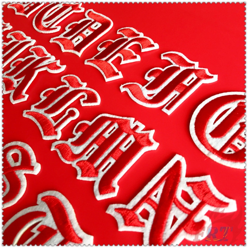 ✿ Old English Letters - Red Iron-on Patch ✿ 1Pc Diy Embroidery Patch Sew on Iron on Badges Patches