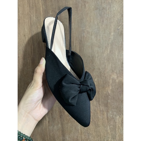 Giày sandal nữ nơ đế 2p mũi nhọn siêu nhẹ vnxk êm chân rẻ đẹp thời trang