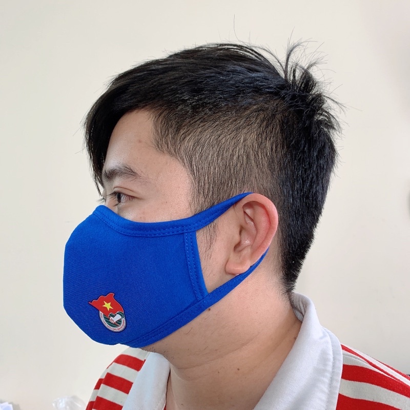 Khẩu trang đoàn thanh niên màu trắng và xanh cotton 100% hàng chính hãng DOO UNIFORM