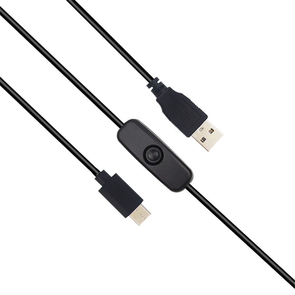 [Coco] Power Adapter Cable 5V 3A USB to Type-C Power Supply Cord with ON Off Button Replacement for Raspberry Pi 4
