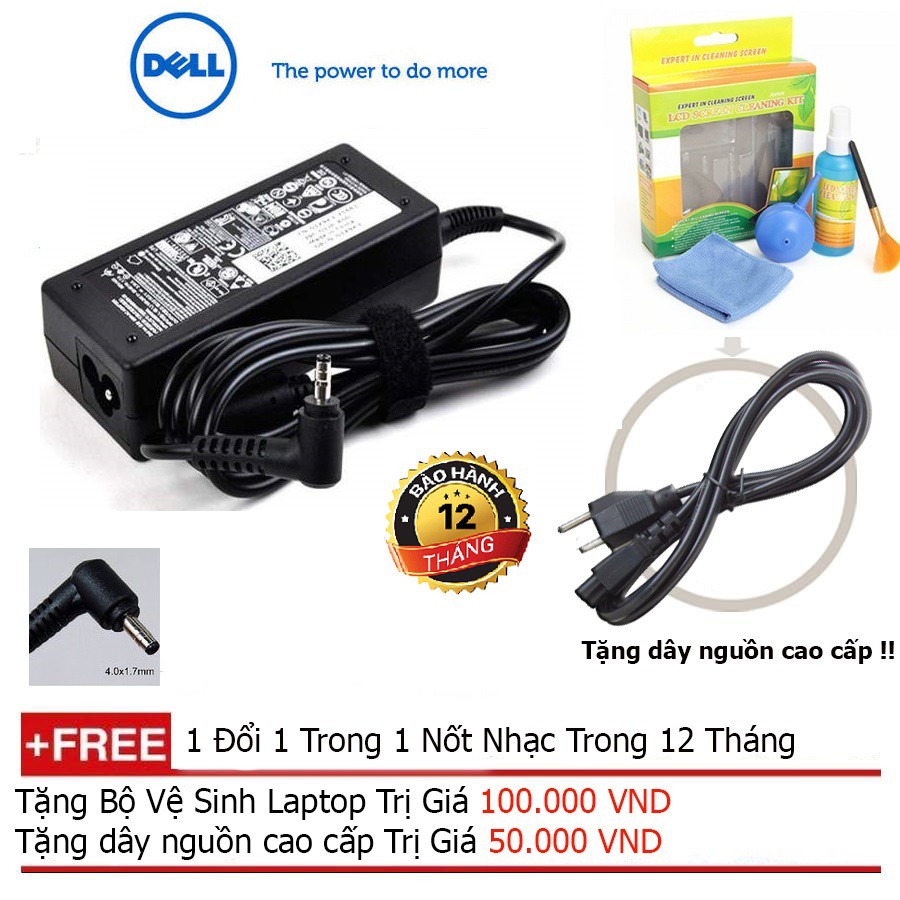 SẠC LAPTOP DELL 19.5V-4.62A chân khấc Origin + Tặng dây nguồn dài 1.8m, bộ vệ sinh laptop