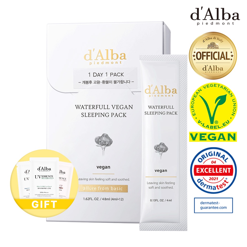 Mặt nạ ngủ cấp nước sáng da hộp 12 gói Waterfull Vegan Sleeping Pack